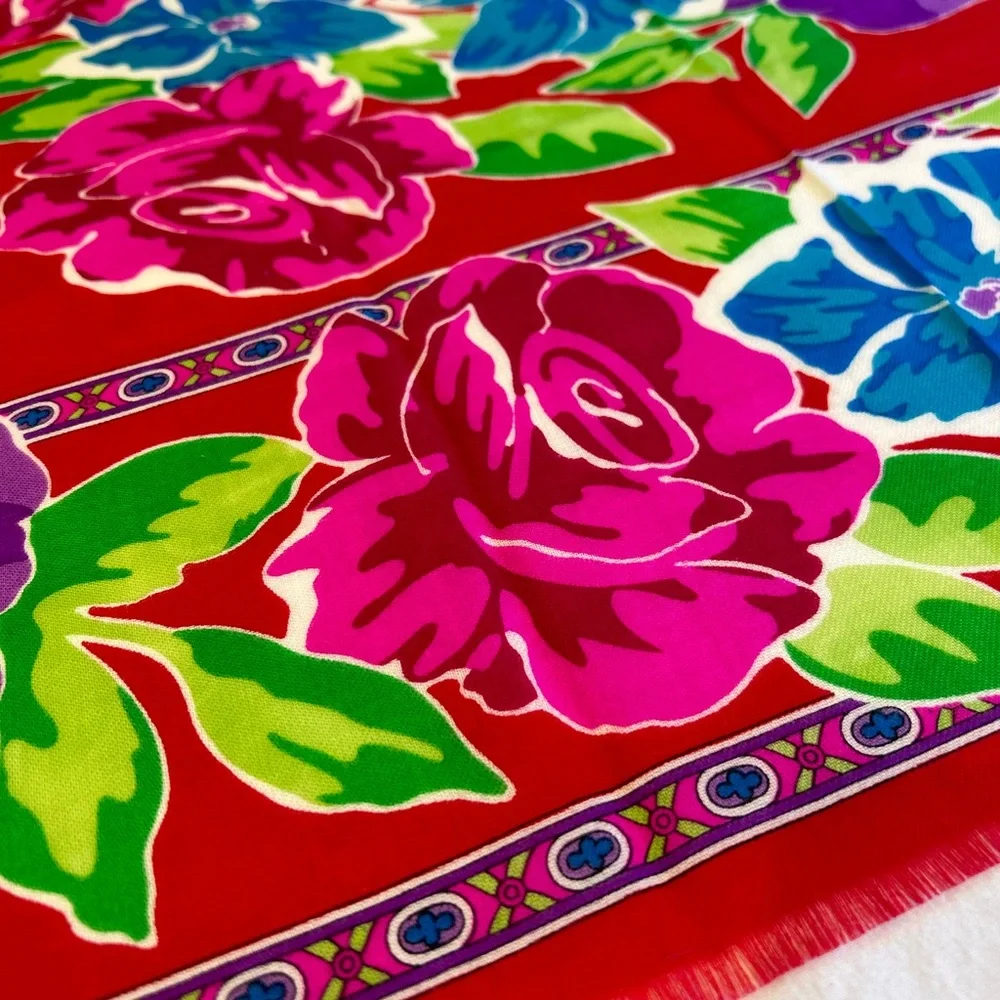 Vintage Bold Floral Large Scarf